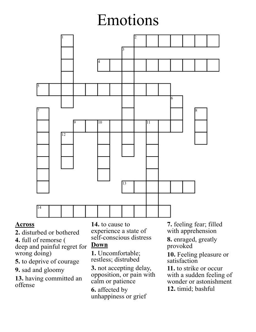 Emotions Crossword