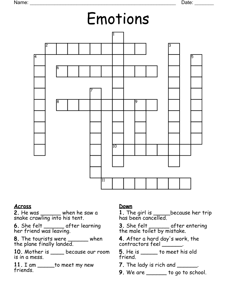 Emotions Crossword