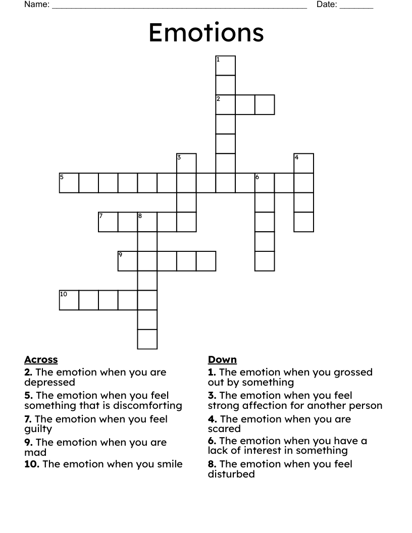 Emotions Crossword
