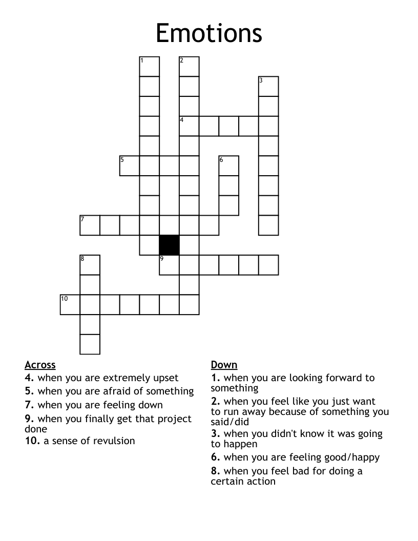 Emotions Crossword