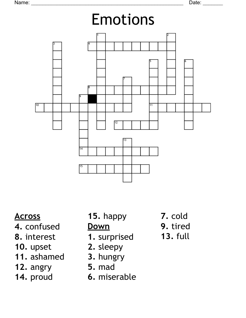Emotions Crossword