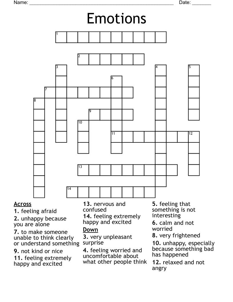 Emotions Crossword