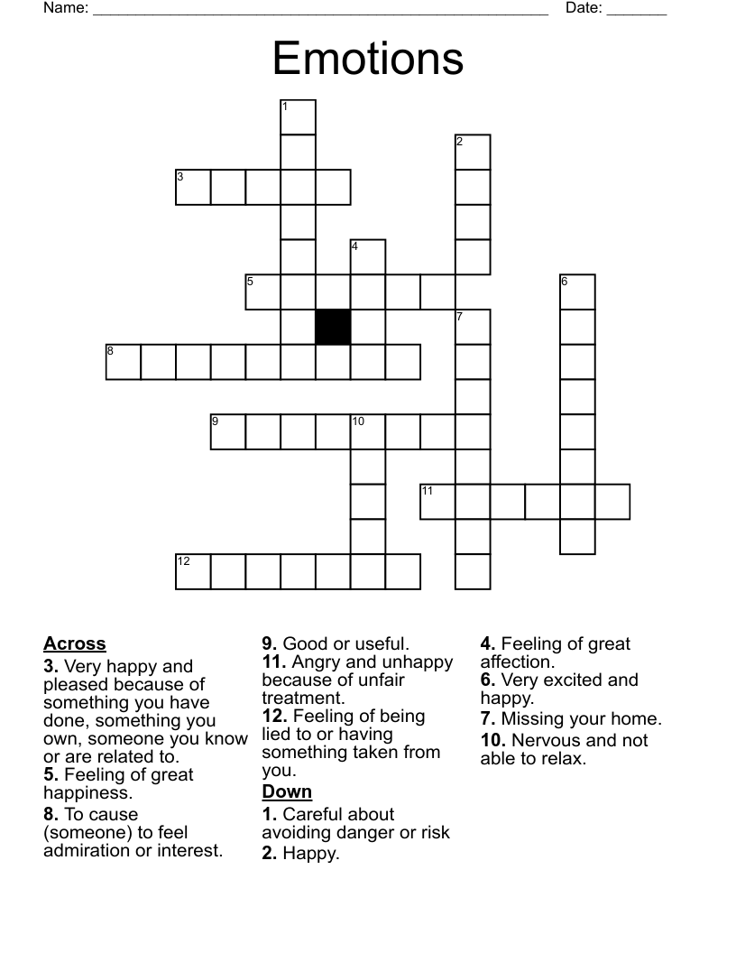 Emotions Crossword