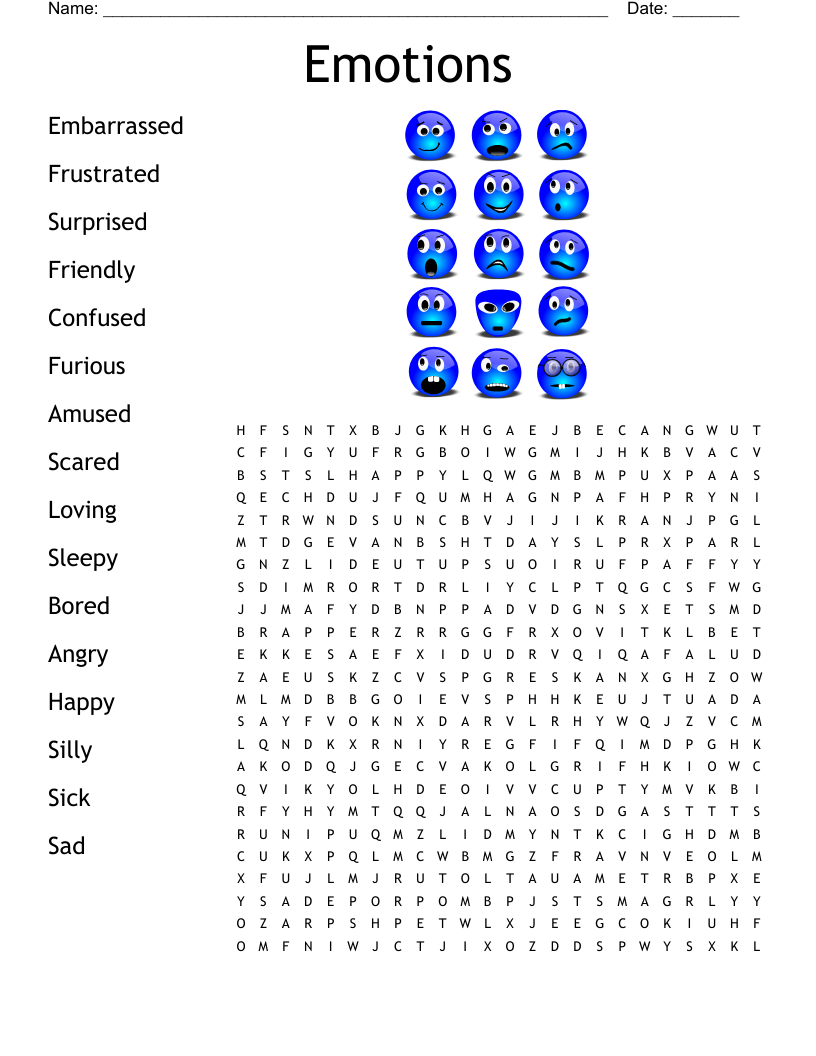 Emotions Word Search