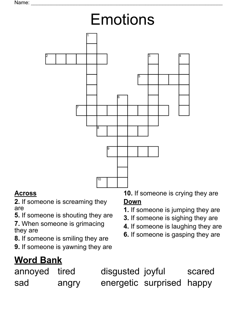 Emotions Crossword