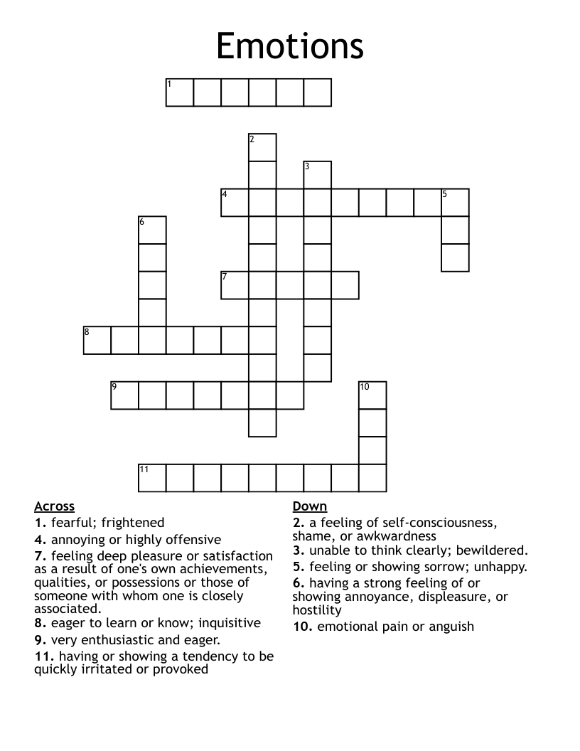 Emotions Crossword