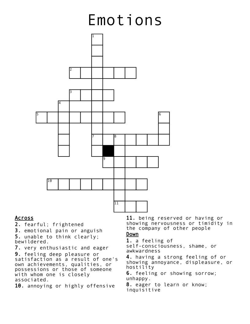Emotions Crossword