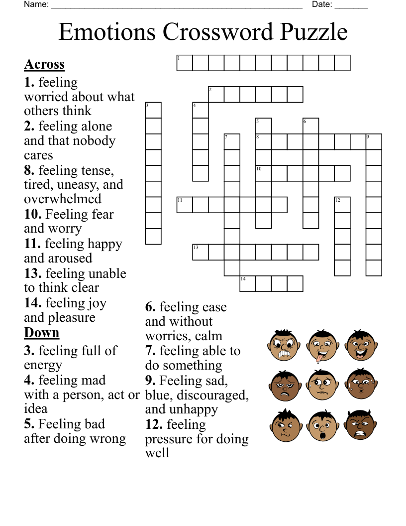 Emotions Crossword Puzzle 