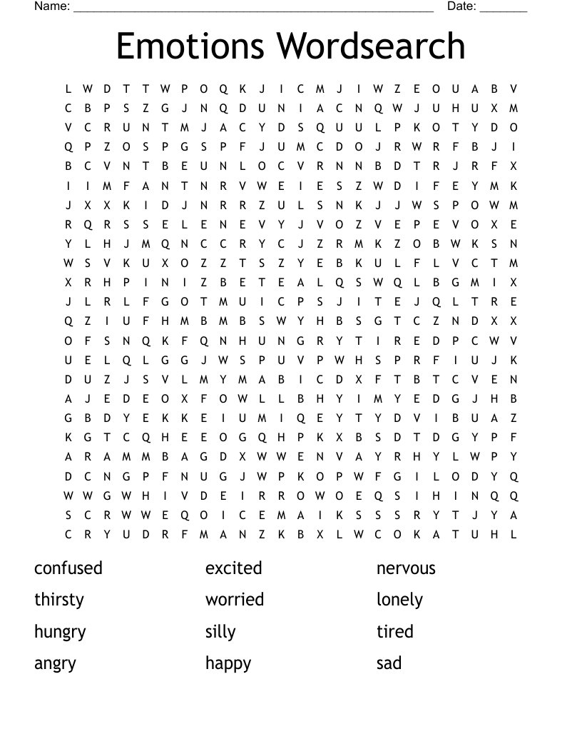 Emotions Wordsearch 