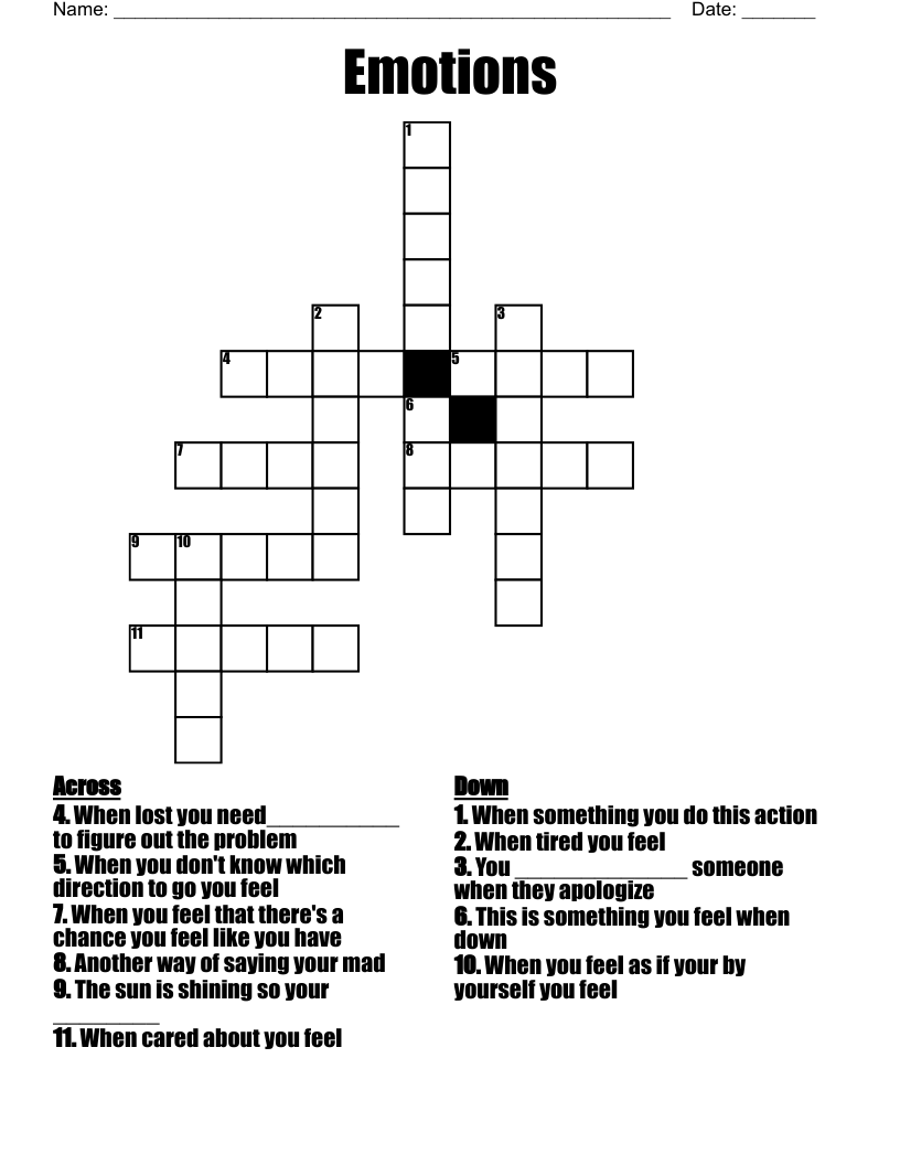 Emotions  Crossword