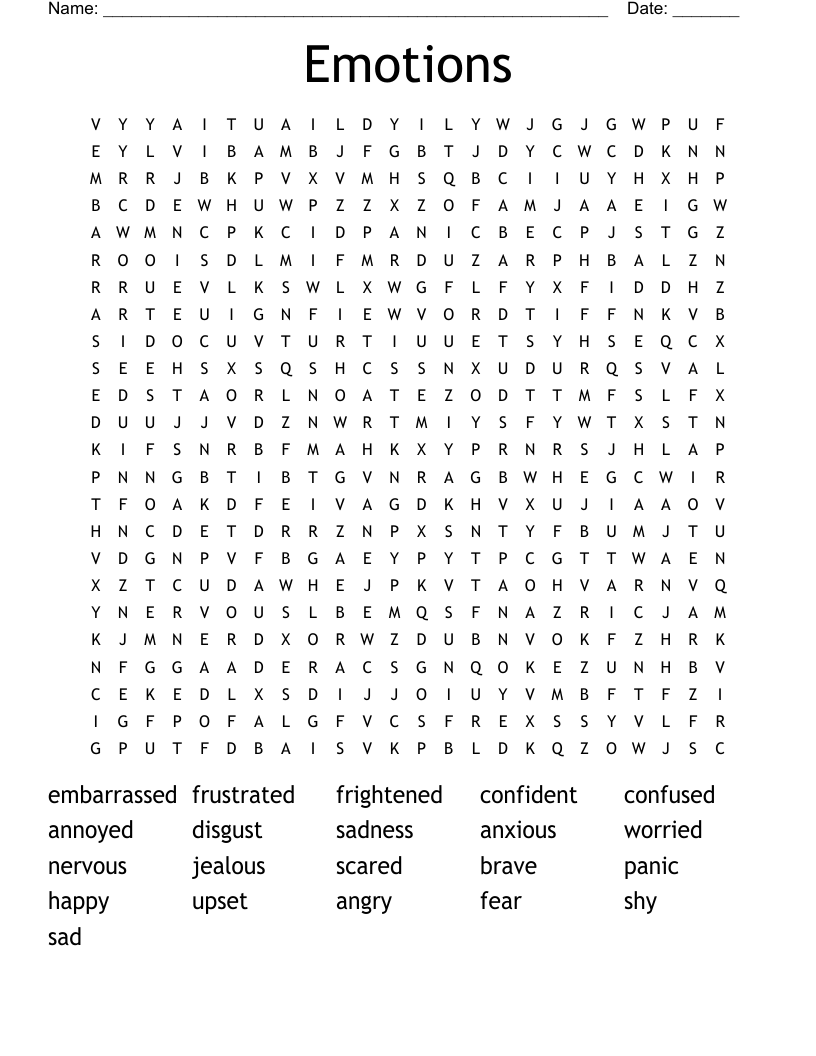 Emotions  Word Search
