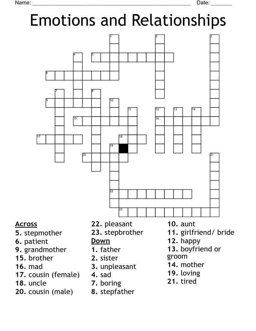 Emotions and Relationships  Crossword