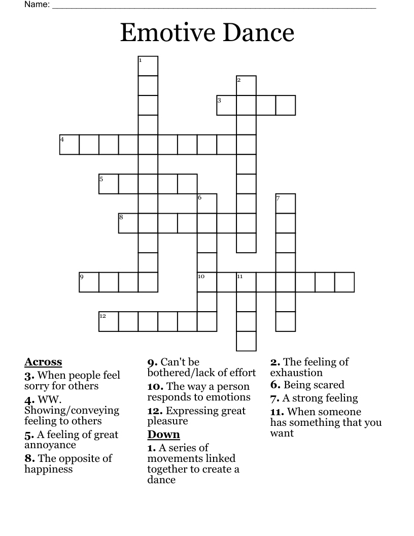 Emotive Dance Crossword