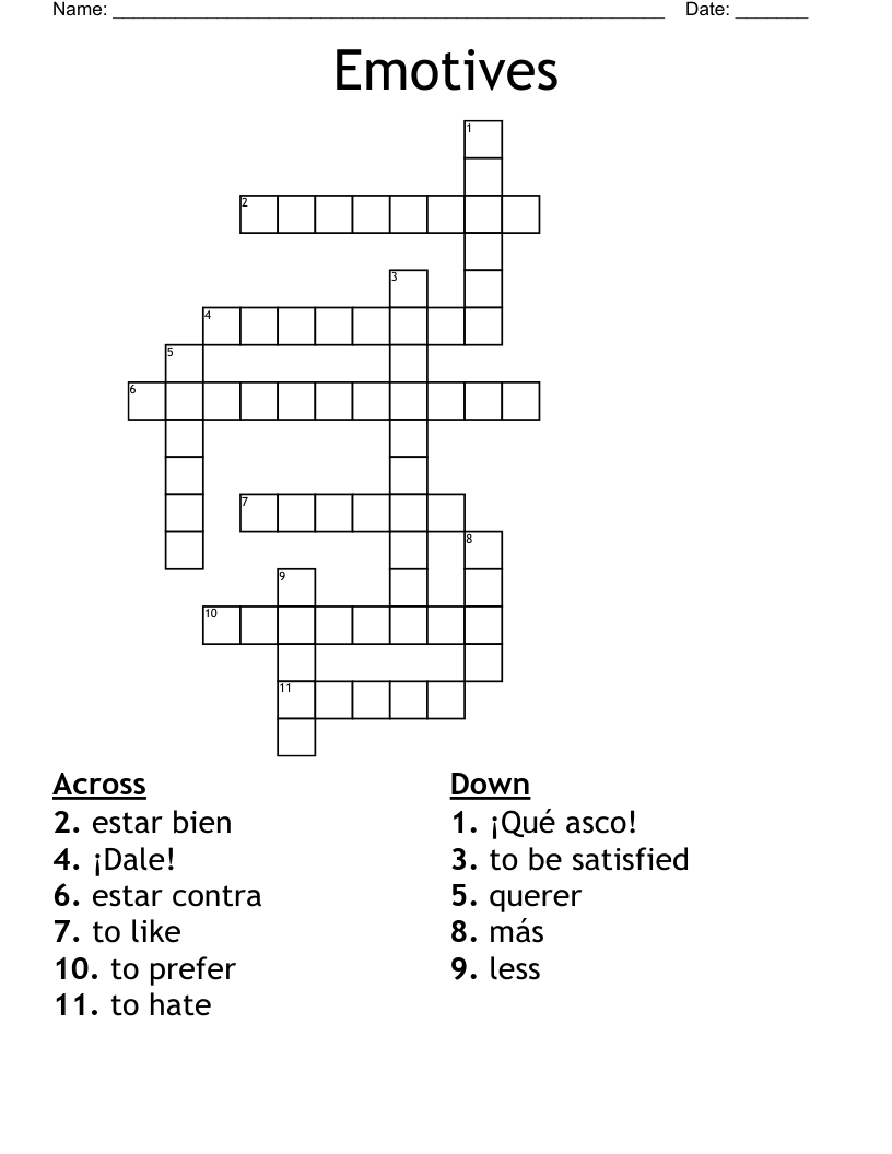 Emotives Crossword
