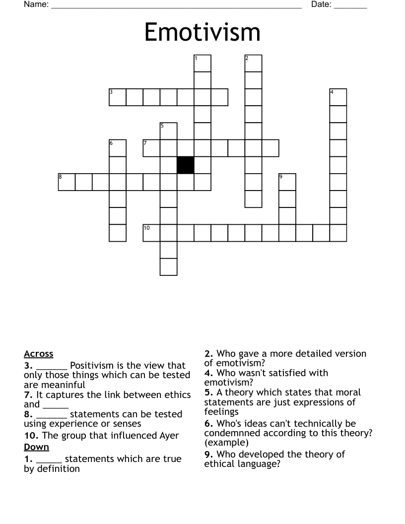 Emotivism Crossword