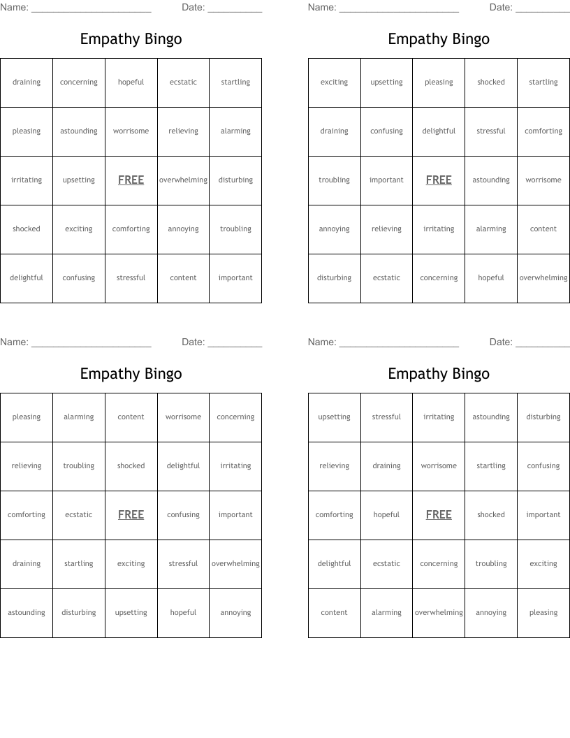 Empathy Bingo