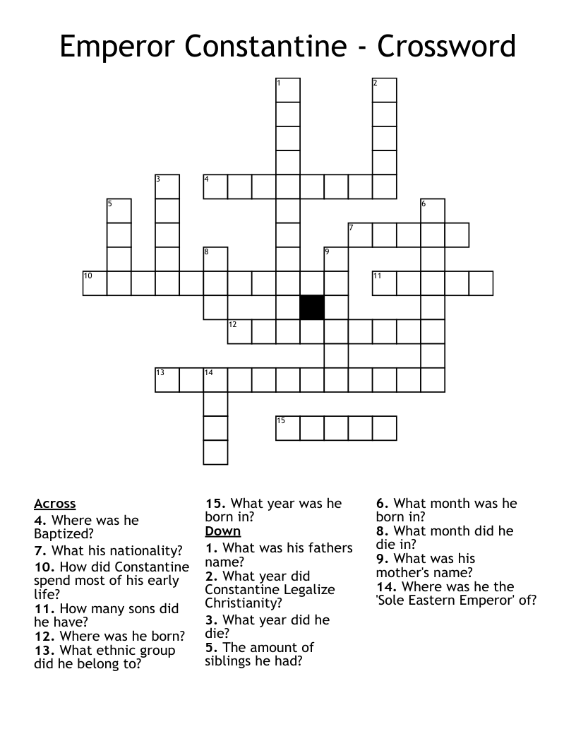 Emperor Constantine - Crossword