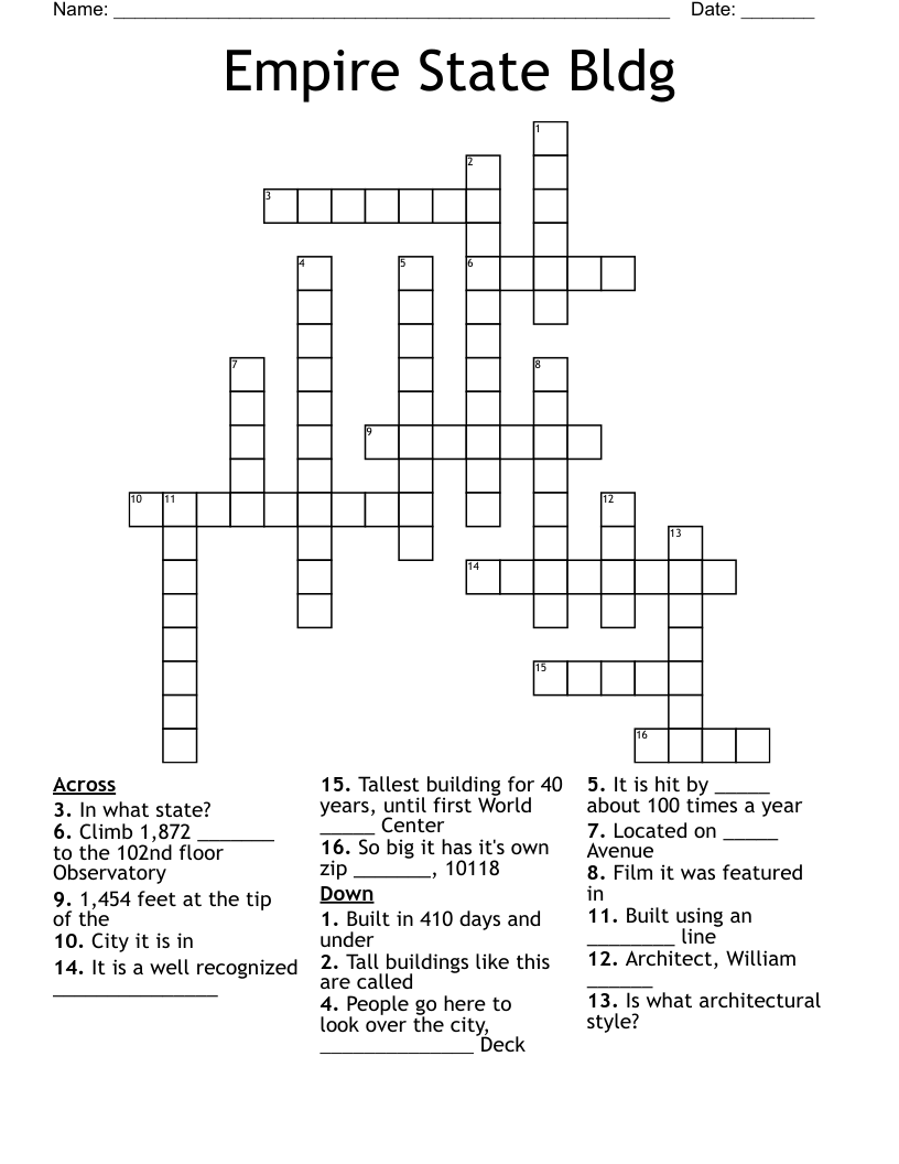 Empire State Bldg Crossword