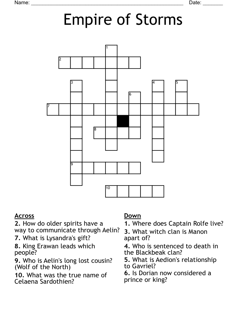 Empire of Storms Crossword