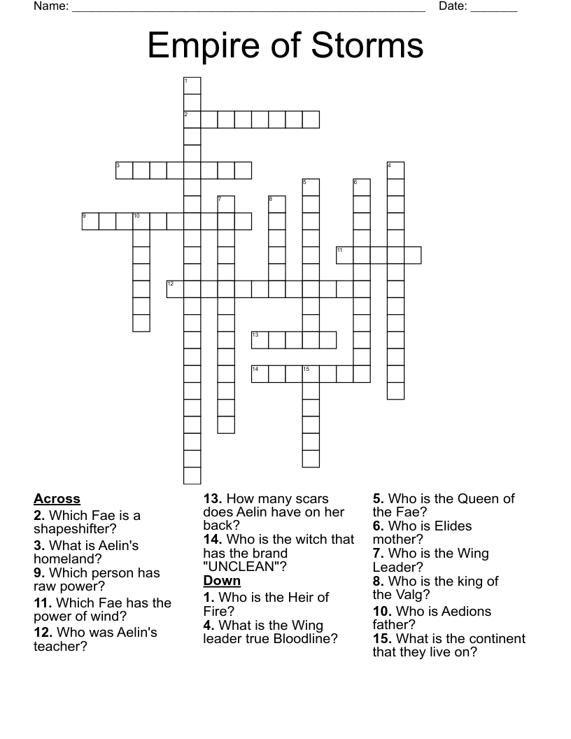 Empire of Storms Crossword
