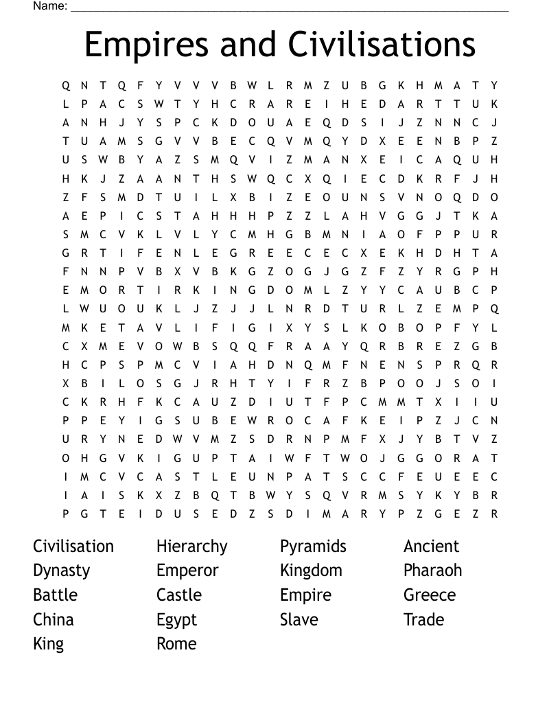 Empires and Civilisations Word Search