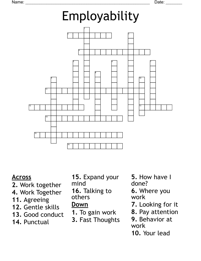 Employability Crossword