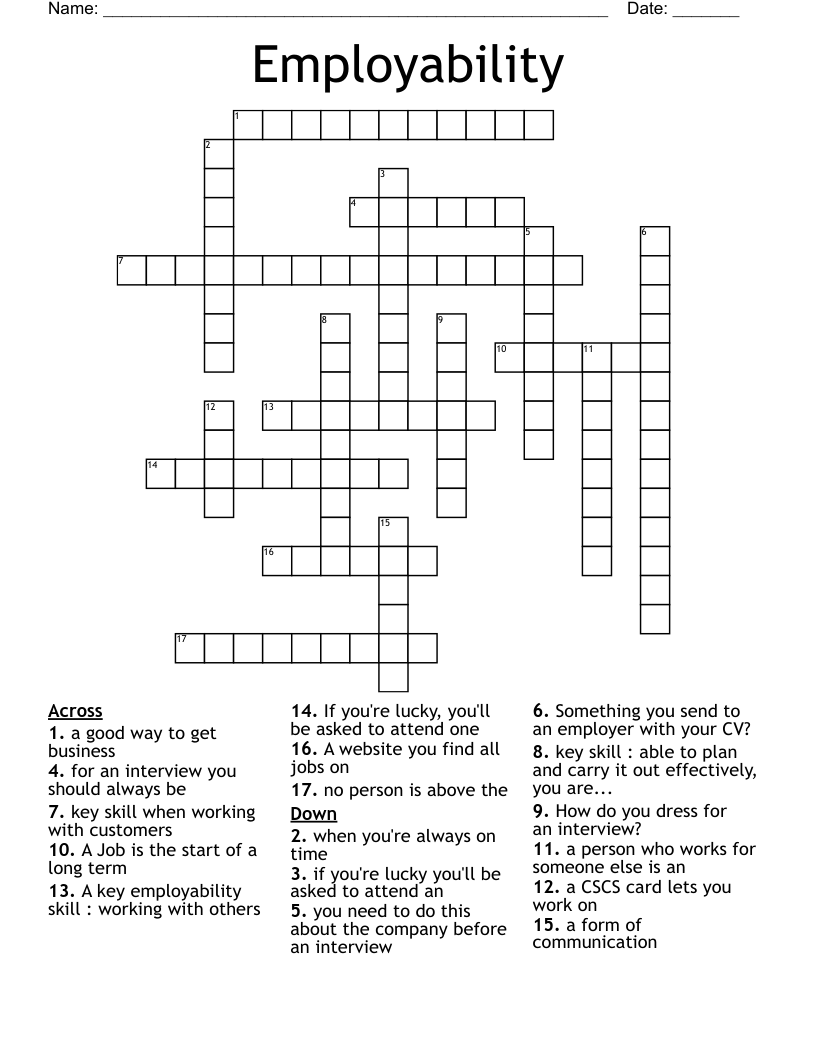 Employability Crossword