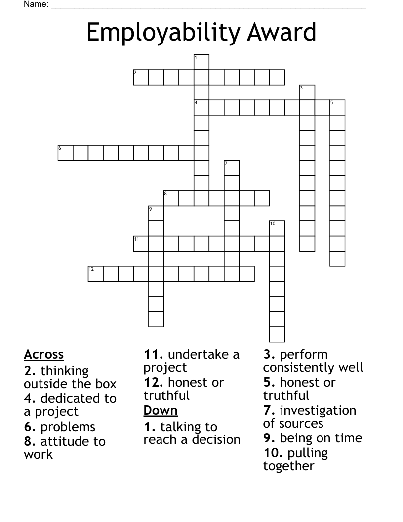 Employability Award Crossword