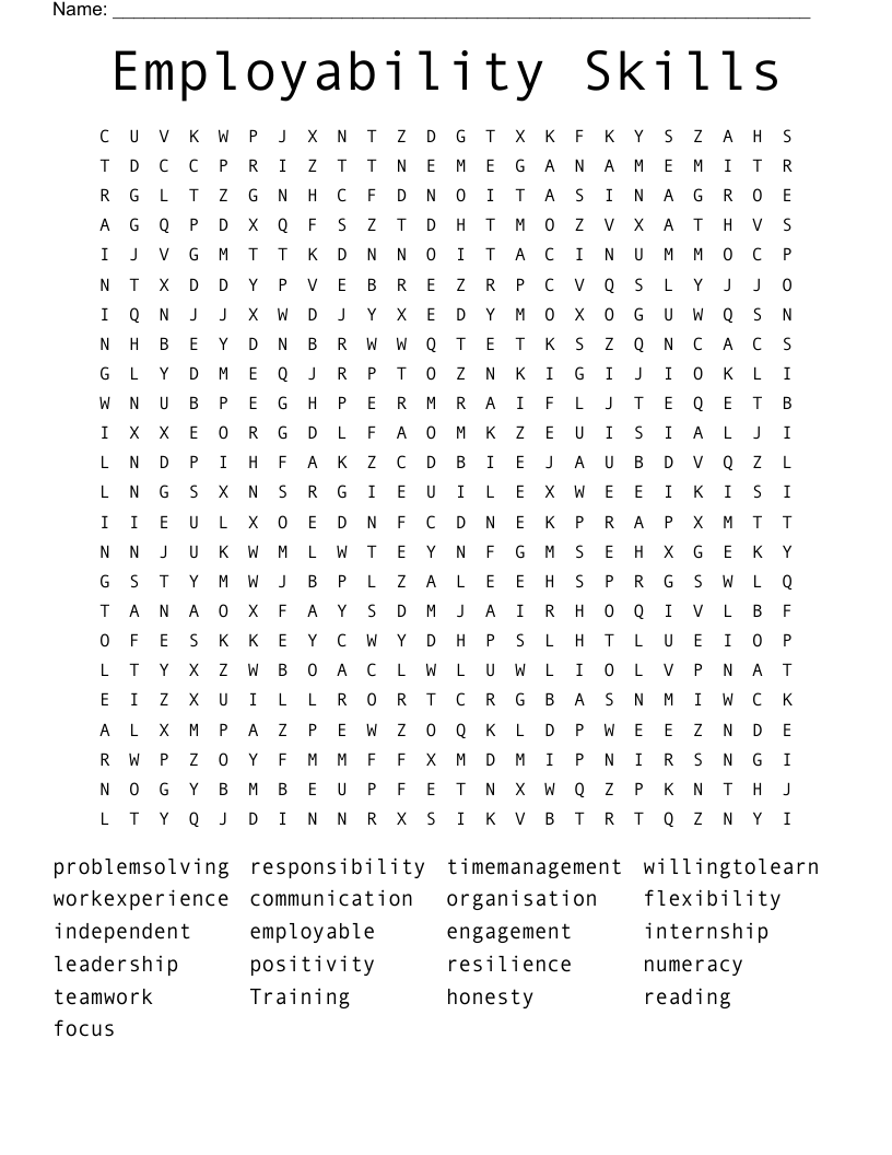 Employability Skills Word Search
