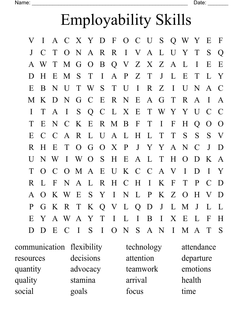 Employability Skills Word Search