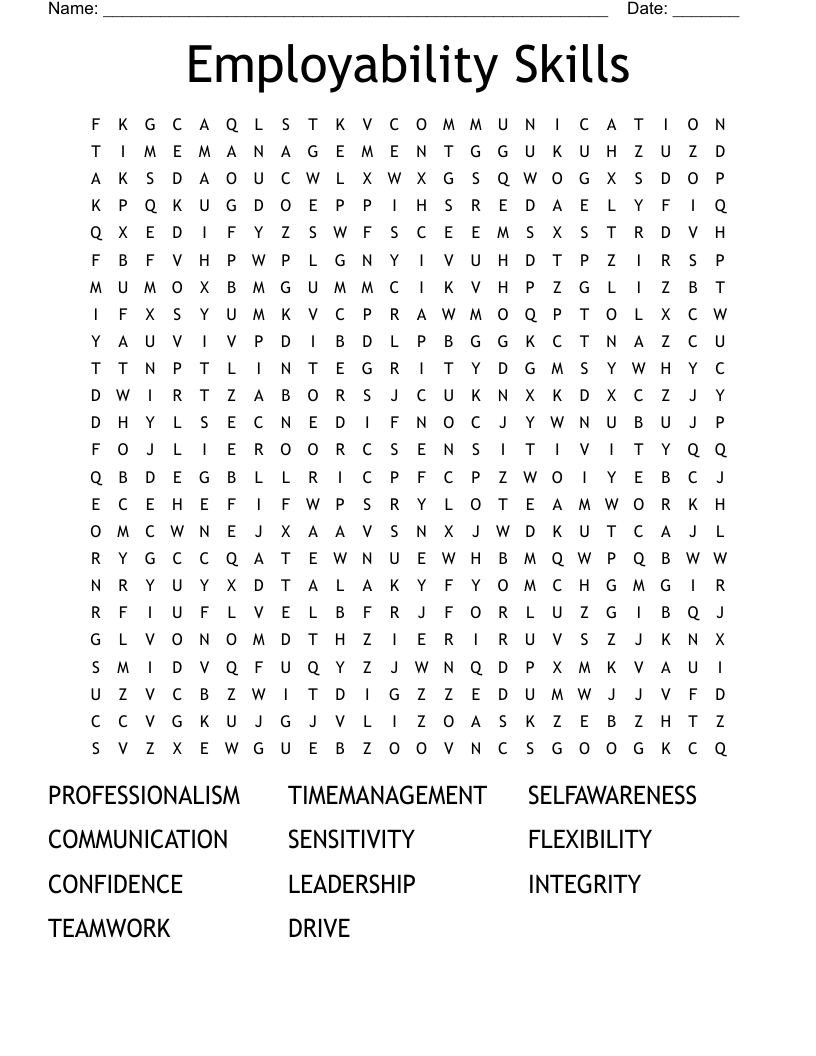 Employability Skills Word Search