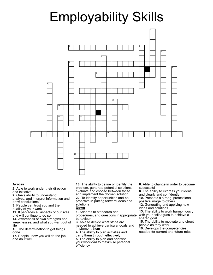Employability Skills Crossword