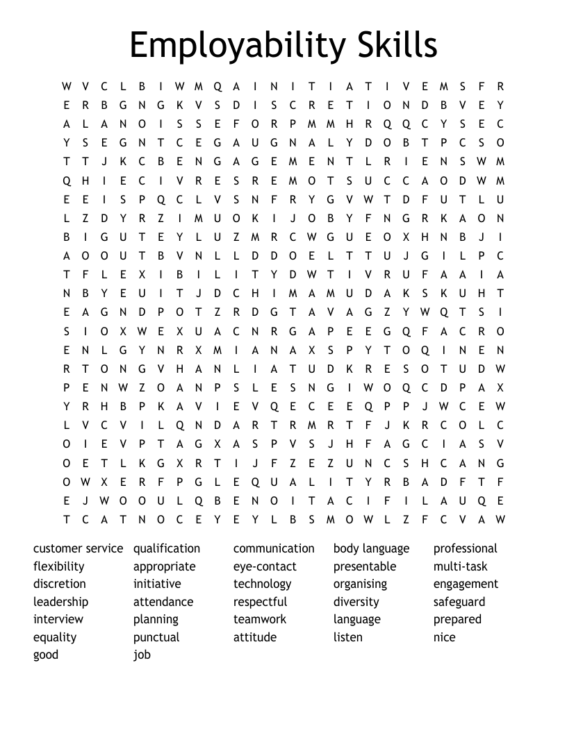 Employability Skills Word Search
