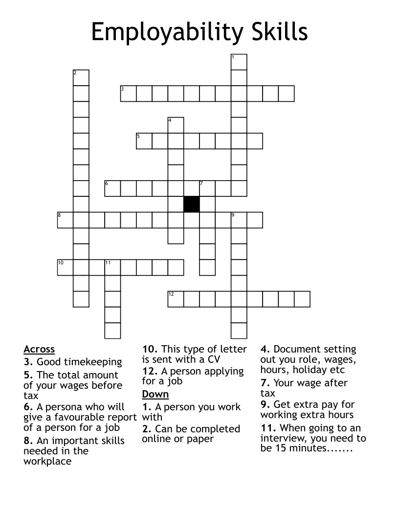 Employability Skills Crossword