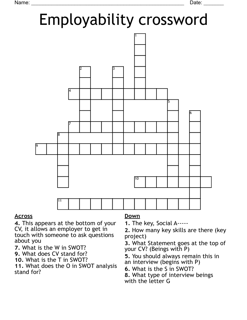 Employability crossword