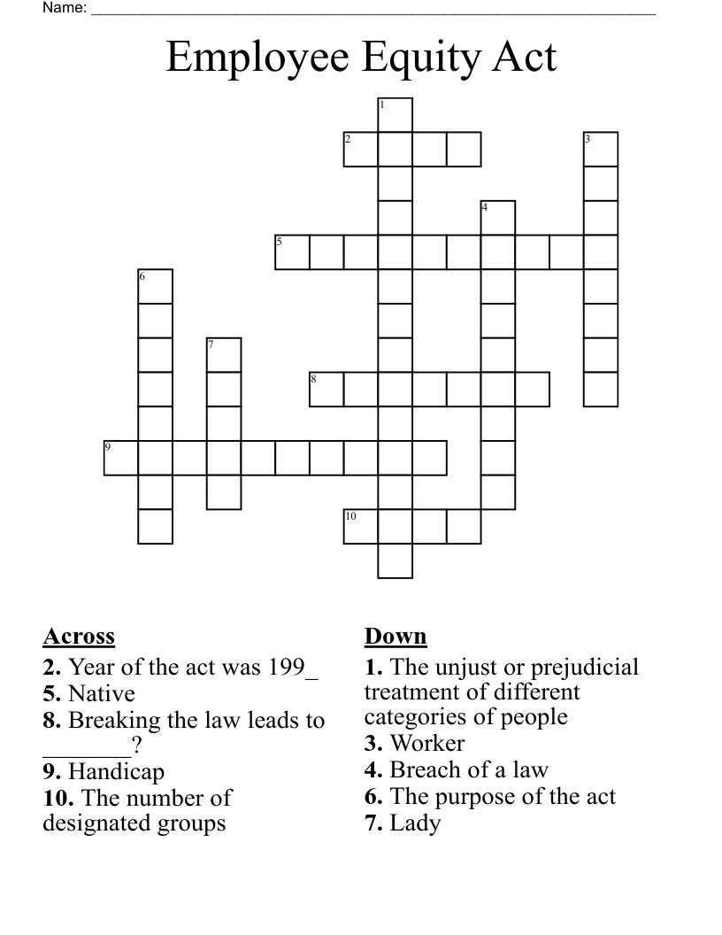 Employee Equity Act Crossword