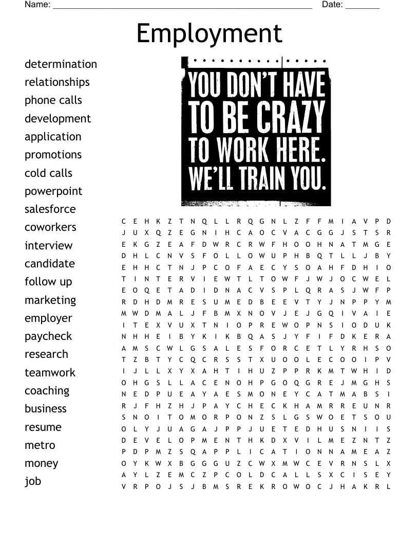 Employment Word Search