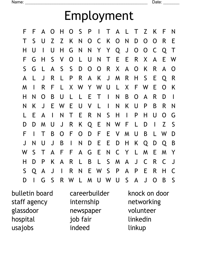 Employment Word Search