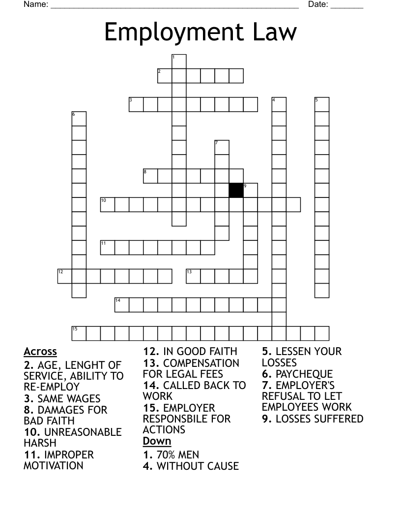 Employment Law Crossword