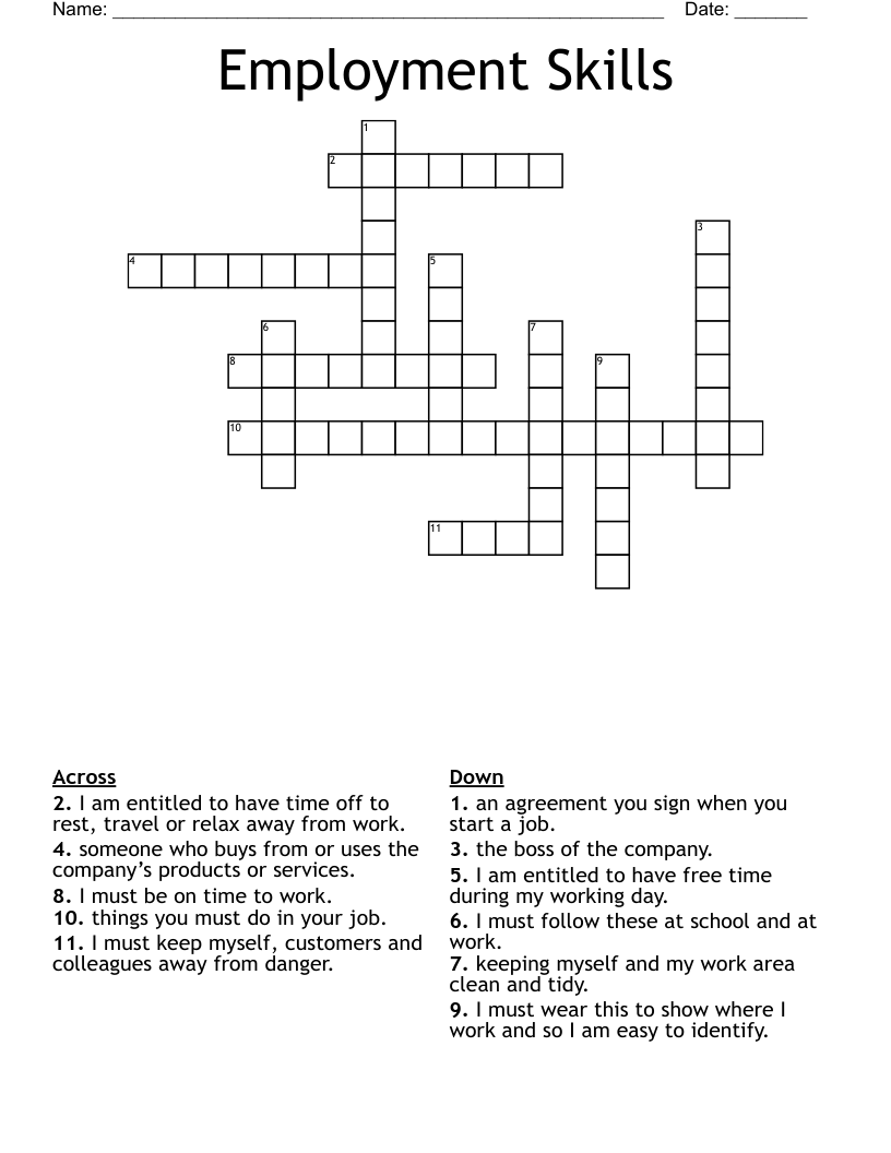 Employment Skills Crossword