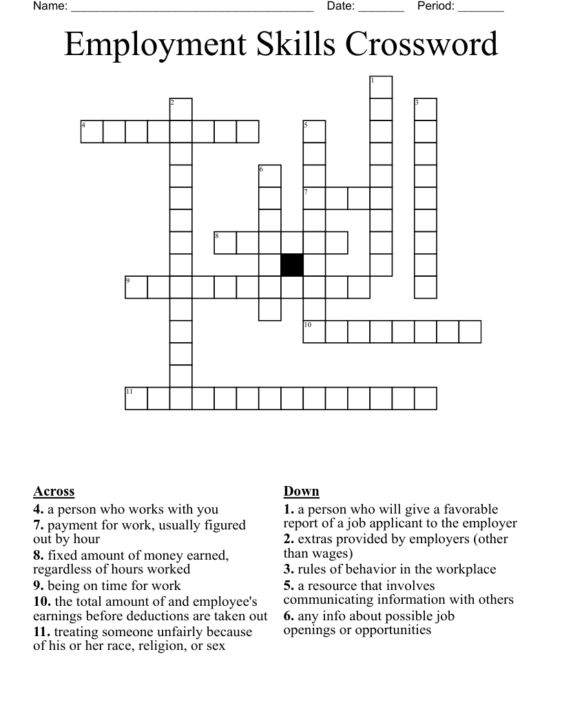Employment Skills Crossword