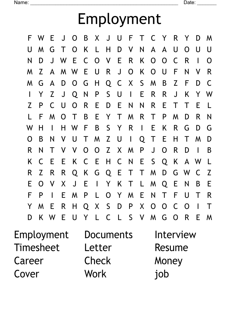 Employment  Word Search