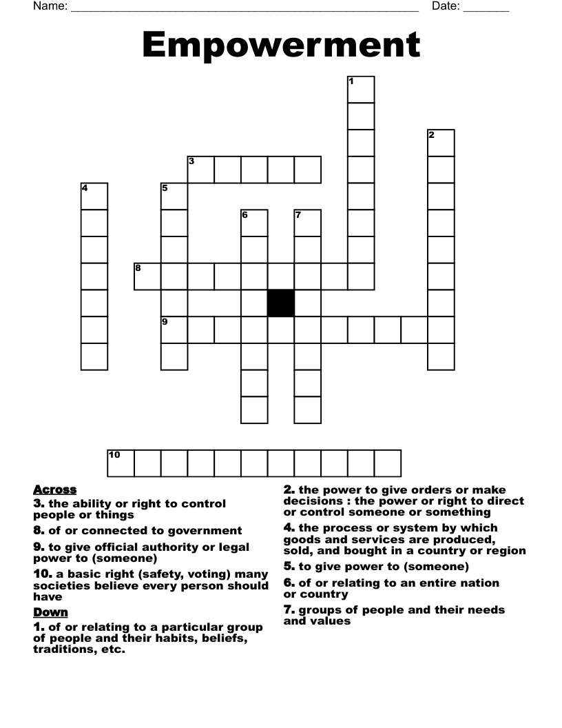 Empowerment Crossword