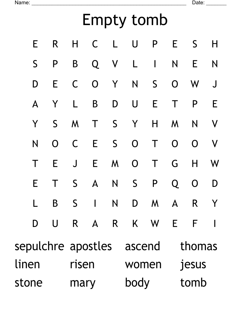 Empty tomb Word Search