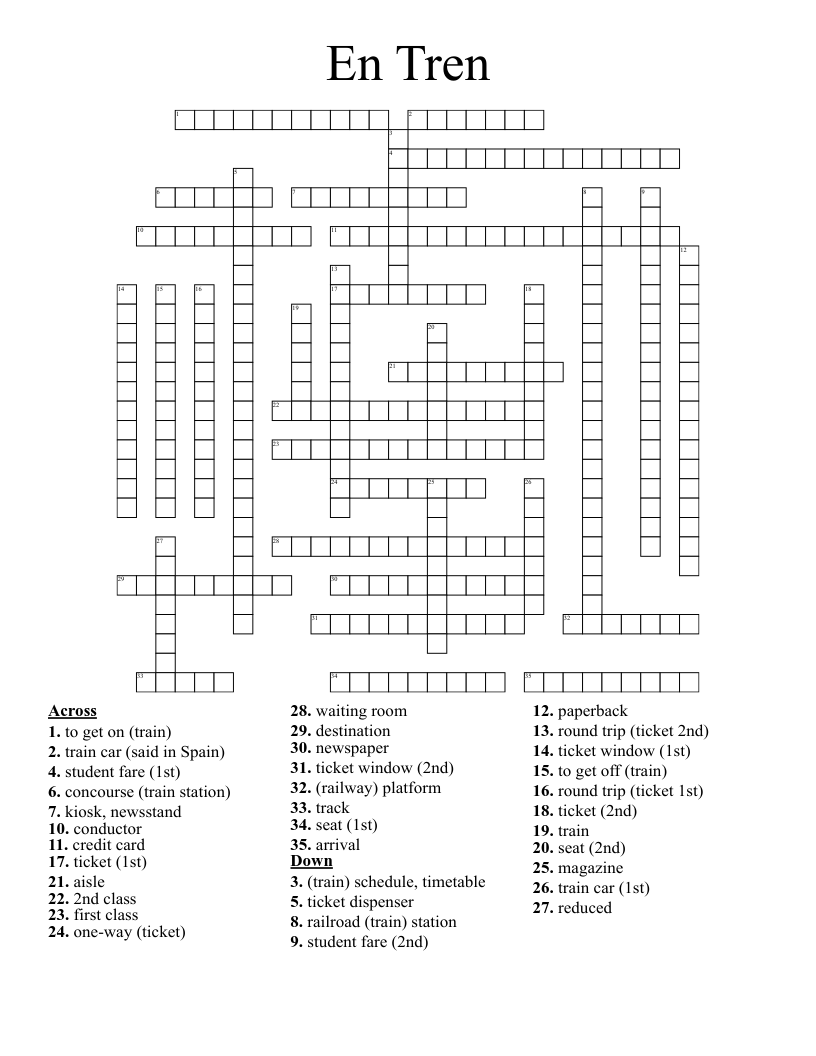 En Tren Crossword