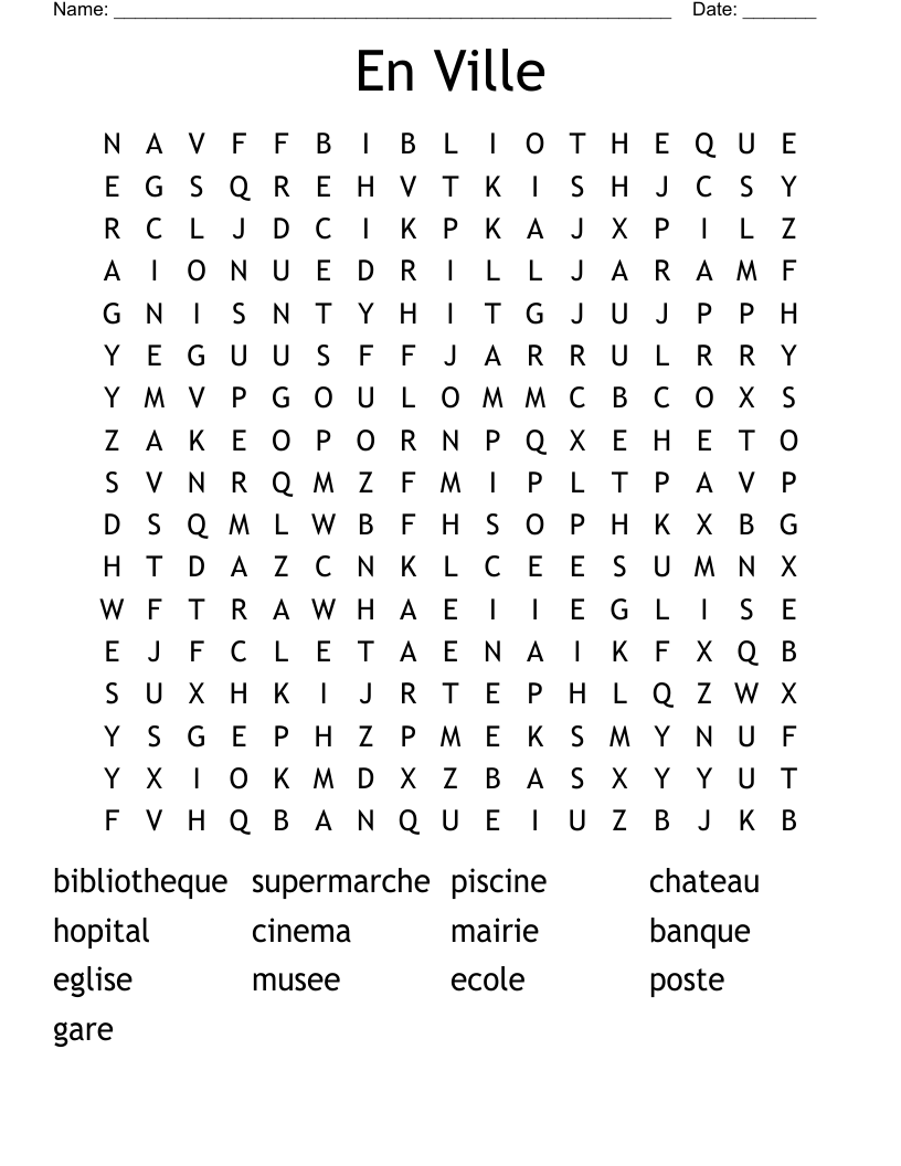 En Ville Word Search