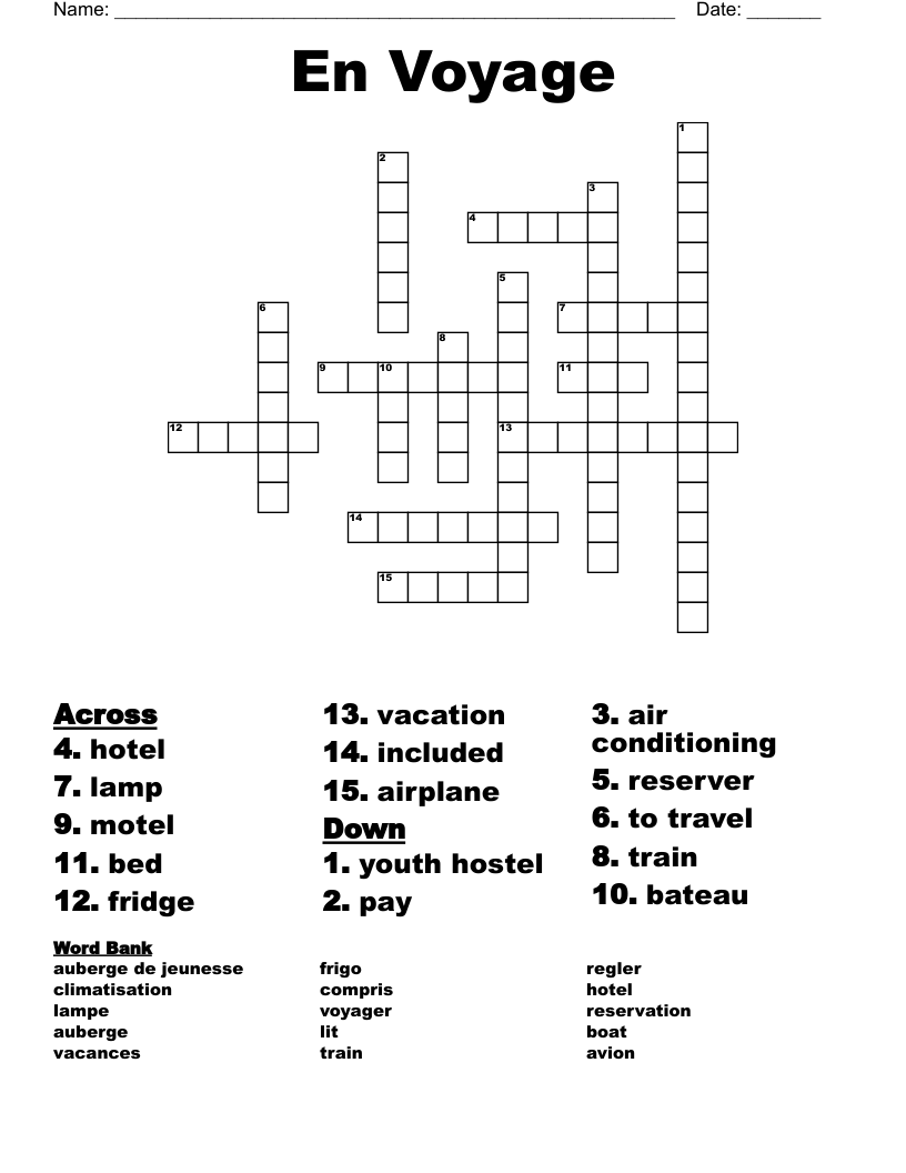 En Voyage Crossword