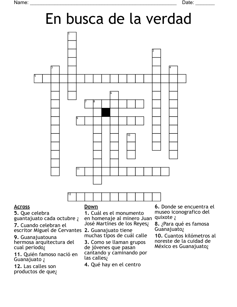 En busca de la verdad  Crossword