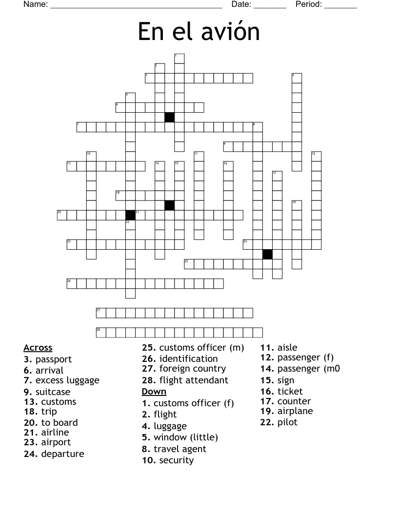 En el avión Crossword