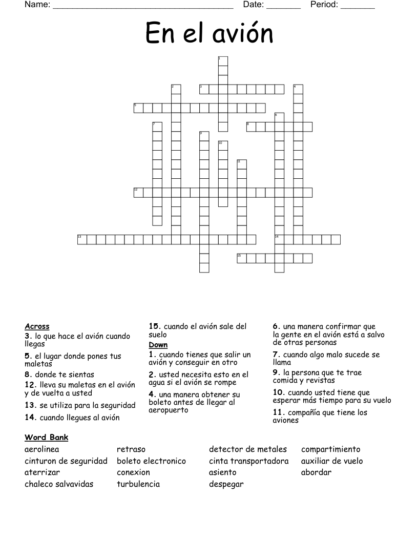En el avión Crossword